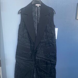 Black Sleeveless Sheer Vest